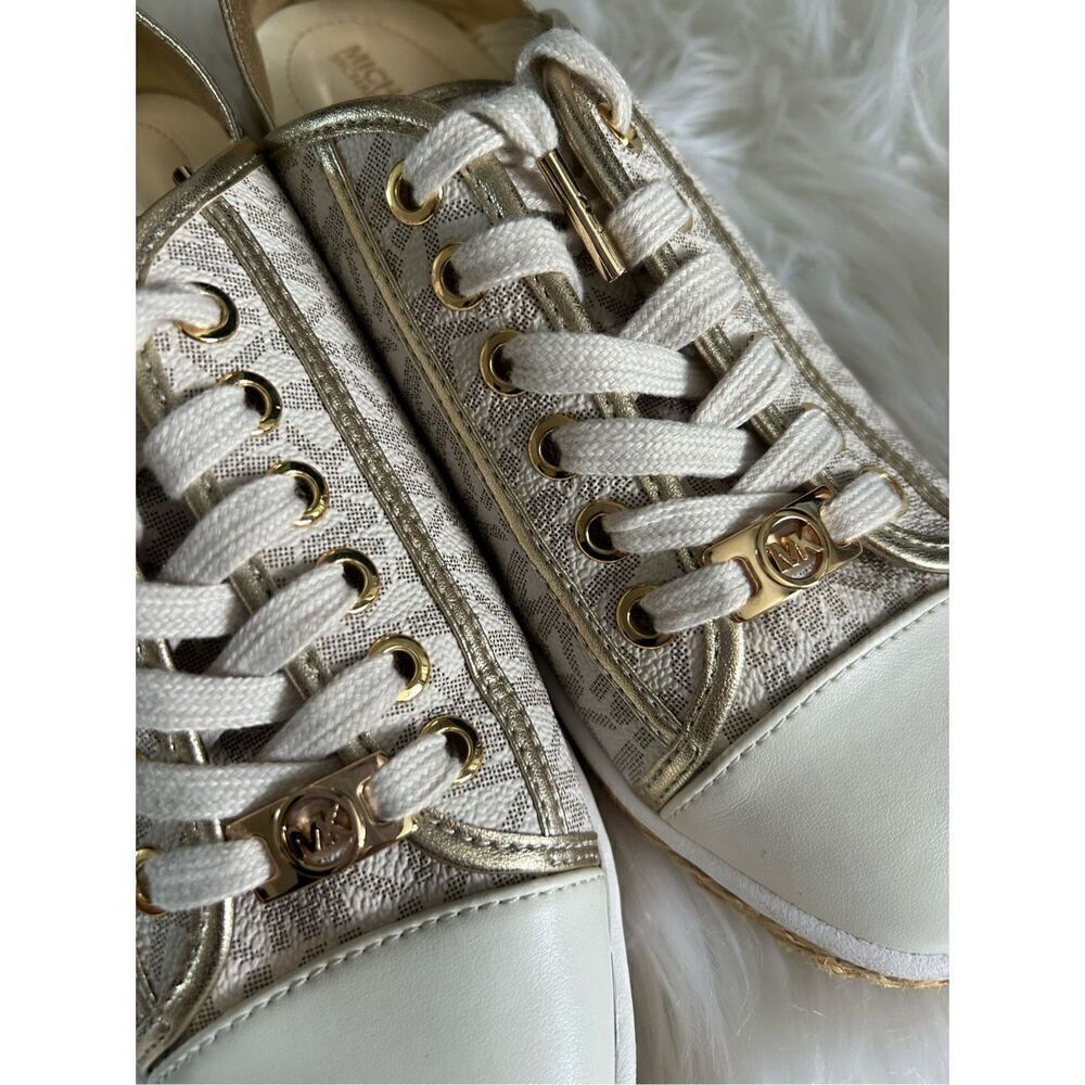 MICHAEL KORS Women's MK Signature Kristy Espadrille Flat Sneakers US Size 7M whi - Picture 7 of 9